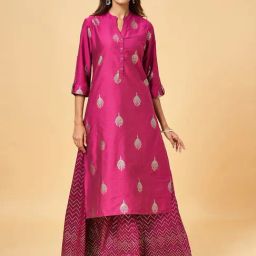 Rangmanch by Pantaloons Purple Printed Straight Kurta-picture-4