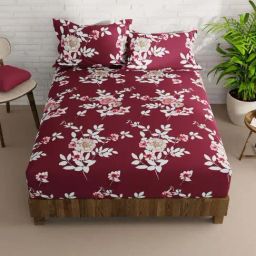 Bianca La-vogue Wine Microfibre 152 TC Extra Smooth Double Size Bed Sheet with Pillow Cover-image-50
