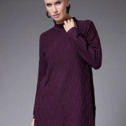 Mafadeny Wine Self Design Sweater-image-20