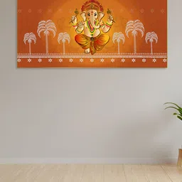 nestroots Orange & Red Lord Ganpati Canvas Painting Wall Art-image-46