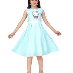 Aarika Kids Turquoise Printed Dress-image-78