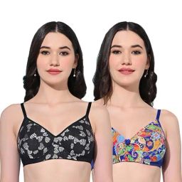 FIMS Black & Blue Printed Bras - Pack Of 2-image-74
