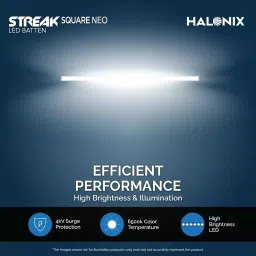 Halonix Streak Square LED Batten Polycarbonate 20 W 6500 K, Cool Day Light (Pack of 2 Pcs) image 4