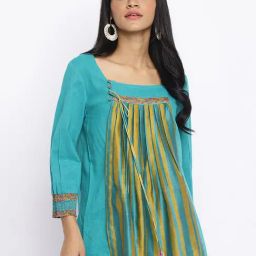 Fabindia Turquoise Cotton Printed Tunic-image-17