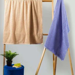 Nautica Cross View Wheat & Grapemist Cotton 600 GSM Fluffy Zero Twist Bath Towel - Set of 2-image-98