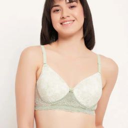 Clovia Green Floral Print T-Shirt Bra-39