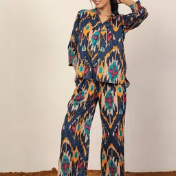 KAORI BY SHREYA AGARWAL Printed Cotton Top With Trousers Co-Ords-image-87