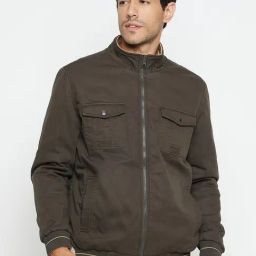 Cantabil Green Cotton Regular Fit Reversible Jacket-image-42