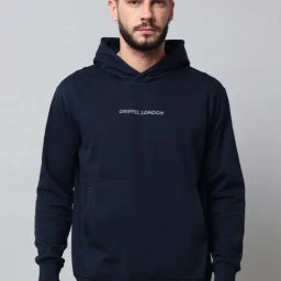 GRIFFEL Navy Regular Fit Logo Print Hooded Sweatshirt-picture-42