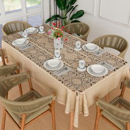 Aura Gold-Toned Floral Anti-Slip 6-Seater Table Cover-55