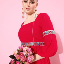 Miss Chase Embroidered Knee Length A-Line Dress-picture-14