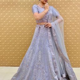 KUNDAN FAB Floral Embroidered Thread Work Lehenga With Blouse And Dupatta-picture-12