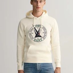 GANT Cream Regular Fit Printed Hooded Sweatshirt-picture-28