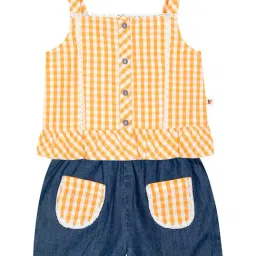 Budding Bees Kids Yellow & Blue Checks Top with Shorts-image-54