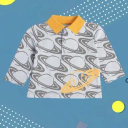 MINIKLUB Kids Grey Printed Full Sleeves Polo T-Shirt-image-39