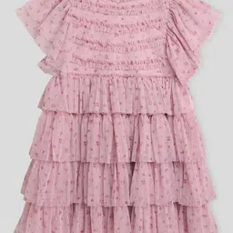 Somersault Print Flutter Sleeve A-Line Dress-image-44