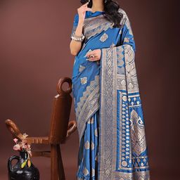 KALINI Woven Design Zari Saree With Blouse Piece-image-68