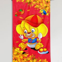 Sassoon Cartoon Printed Large Cotton Bath Towel in 300 GSM for Kids Leaf- Yellow-image-48