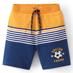 Babyhug Cotton Looper Knit Knee Length Shorts Soccer Ball Print - Yellow White & Blue-image-18