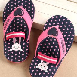 Cute Walk by Babyhug Flip Flops with Back Strap Bunny & Heart Print - Blue-image-19