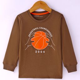 Doreme Single Jersey Knit Full Sleeves T-Shirt with Text Print - Light Brown-picture-33
