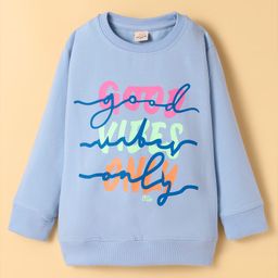 Olio Kids Lycra Knitted Full Sleeves Sweatshirt With Text Print - Sky Blue-picture-37