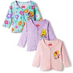 Babyhug Disney Interlock Knit Full Sleeves Jhablas with Winnie the Pooh Graphics Pack of 3 - Light Blue Lavender & Pink-picture-6