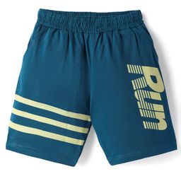 Taeko Single Jersey Knit Knee Length Shorts With Run Print - Teal Blue-image-16