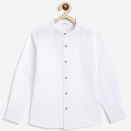 Campana 100% Cotton Full Sleeves Solid Shirt - White-image-99