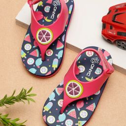 ONYC Fruits Designed Velcro Closure Flip Flops - Pink-image-37