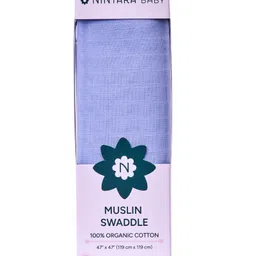 Nintara Baby Soft, Breathable, Lightweight, 100% Organic Cotton Extra-Large Swaddle Pack of 1 - Soft Purple-picture-2