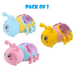 Negocio Animal Pull Rope Led Light Bee Children Creative Pull String Toys for Kids- Pack of 3- Color May Vary-23