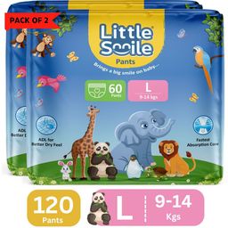 Little Smile Better Dry Feel Baby Diaper Pants | Large | Pack of 2 - L (120 Pieces)-image-83