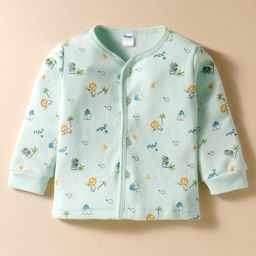 Tango Fleece Knit Full Sleeves Jhabla with Jungle Theme Print - Aqua Blue-picture-8