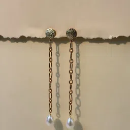 NAMAN ARTS Gold-Plated Artificial Beaded Teardrop Shaped Drop Earrings-14