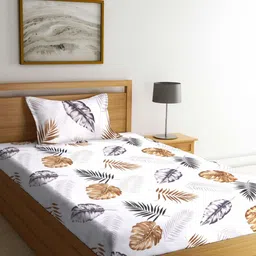 Myntra Elegant Homes White & Black Floral Printed 300 TC Single Bedsheet Set-2.25 mX1.5 m-image-34