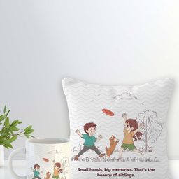 ARTBUG Stones-Studded & Beaded Rakhi With Roli Rice & Mug Cushion-image-48