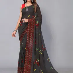 DIVASTRI Floral Poly Georgette Saree-picture-46
