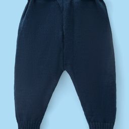 Babyhug Knit Full Sleeves Front Open Aztec Design Sweater Set with Cap & Booties - Navy Blue image 5