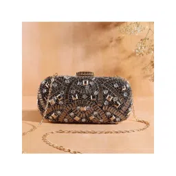 SWISNI Black Raw Silk Clutches SWIS-591-picture-12