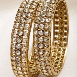 Karatcart Antique Gold-Plated Kundan Studded Rajwadi Bangles for Women - Set of 2-3