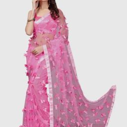 APNISHA Pink Embroidered Sarees With Blouse-picture-42