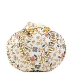 Gaurapakhi White Embroidered Potli-image-84