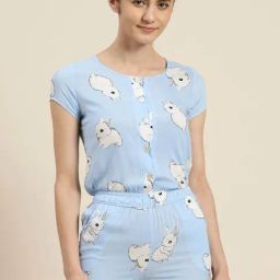 Sweet Dreams Sky Blue Graphic Print Romper-image-99