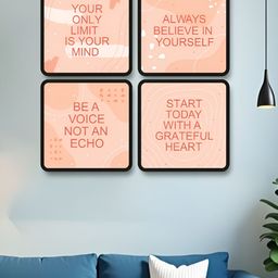 Livin'luxe Peach-Coloured & White 4 Pieces Motivational Quote Wall Arts-picture-47