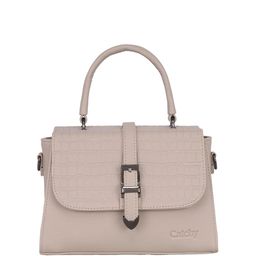 CATCHY Women Textured Structured Buckle Detail Satchel Bag-11
