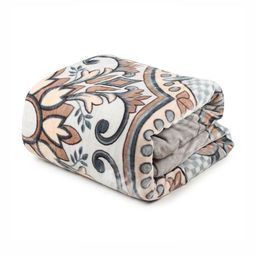Nivasam Off White & Brown Ethnic Motifs Mink Heavy Winter Double Bed Blanket-image-48