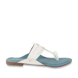 The White Pole Women's White Toe Ring Sandals-image-39