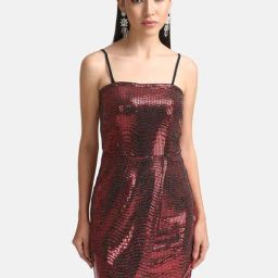 Kazo Red Embellished Wrap Dress-picture-7