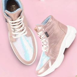 Fausto Women's Pink Ankle High Sneakers-image-13